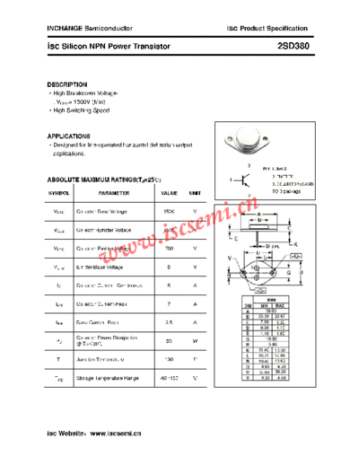 Inchange Semiconductor 2sd380  . Electronic Components Datasheets Active components Transistors Inchange Semiconductor 2sd380.pdf