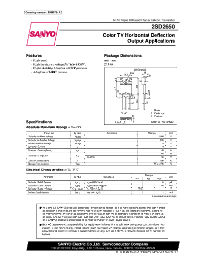 Sanyo 2sd2650  . Electronic Components Datasheets Active components Transistors Sanyo 2sd2650.pdf