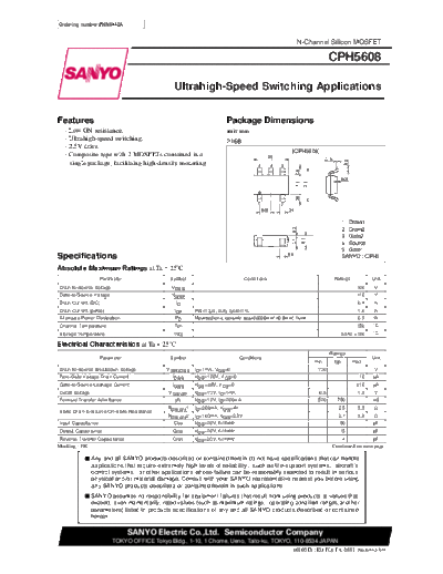Sanyo cph5608  . Electronic Components Datasheets Active components Transistors Sanyo cph5608.pdf