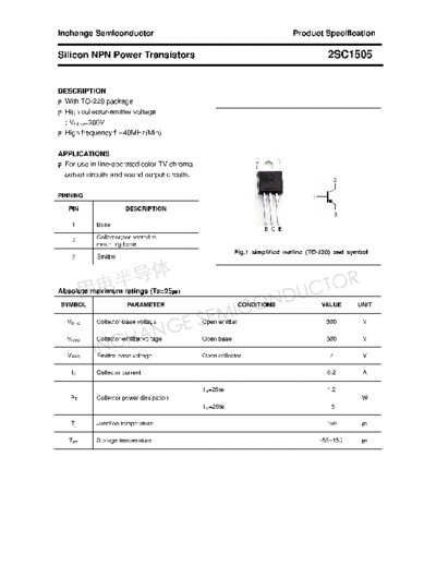 Inchange Semiconductor 2sc1505  . Electronic Components Datasheets Active components Transistors Inchange Semiconductor 2sc1505.pdf
