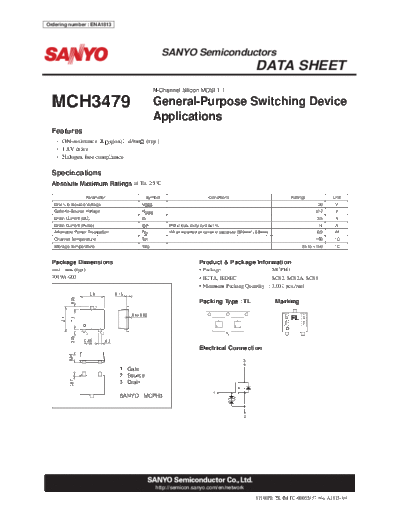 Sanyo mch3479  . Electronic Components Datasheets Active components Transistors Sanyo mch3479.pdf