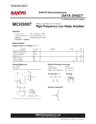 Sanyo mch3007  . Electronic Components Datasheets Active components Transistors Sanyo mch3007.pdf
