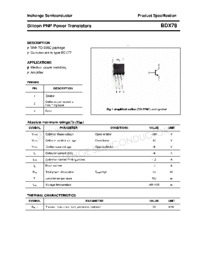 Inchange Semiconductor bdx78  . Electronic Components Datasheets Active components Transistors Inchange Semiconductor bdx78.pdf