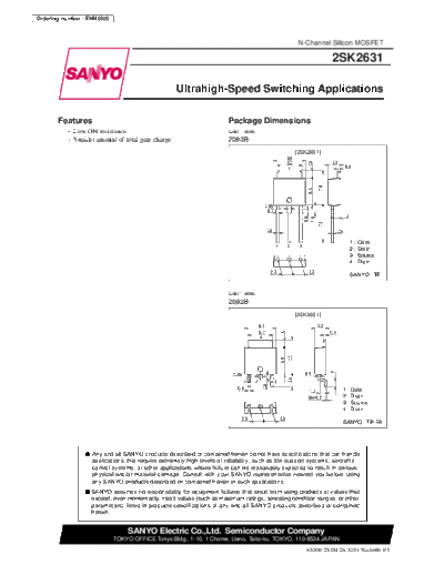 Sanyo 2sk2631  . Electronic Components Datasheets Active components Transistors Sanyo 2sk2631.pdf