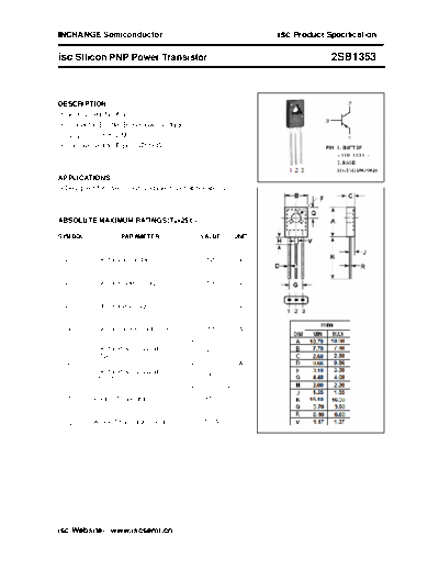 Inchange Semiconductor 2sb1353  . Electronic Components Datasheets Active components Transistors Inchange Semiconductor 2sb1353.pdf