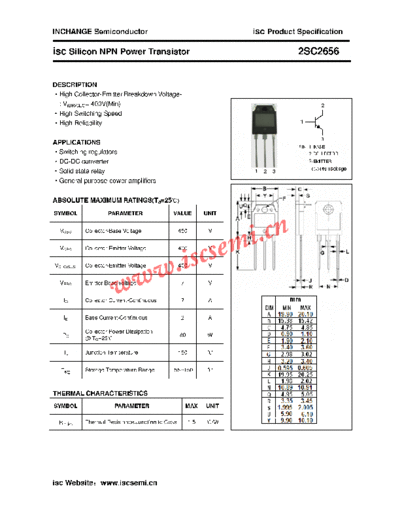 Inchange Semiconductor 2sc2656  . Electronic Components Datasheets Active components Transistors Inchange Semiconductor 2sc2656.pdf