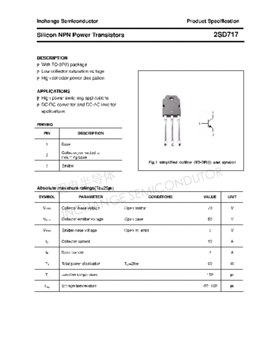 Inchange Semiconductor 2sd717  . Electronic Components Datasheets Active components Transistors Inchange Semiconductor 2sd717.pdf