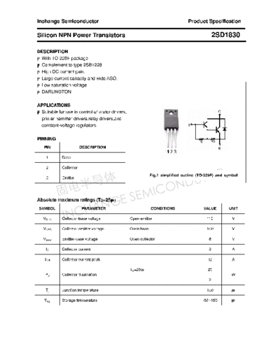Inchange Semiconductor 2sd1830  . Electronic Components Datasheets Active components Transistors Inchange Semiconductor 2sd1830.pdf