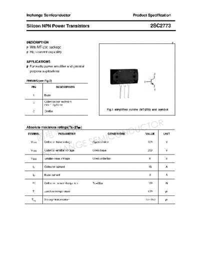 Inchange Semiconductor 2sc2773  . Electronic Components Datasheets Active components Transistors Inchange Semiconductor 2sc2773.pdf