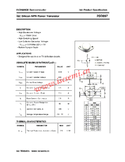 Inchange Semiconductor 2sd897  . Electronic Components Datasheets Active components Transistors Inchange Semiconductor 2sd897.pdf