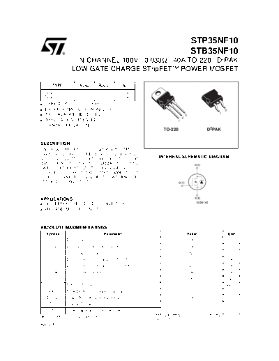 ST stp35nf10  . Electronic Components Datasheets Active components Transistors ST stp35nf10.pdf