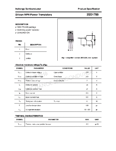 Inchange Semiconductor 2sd1789  . Electronic Components Datasheets Active components Transistors Inchange Semiconductor 2sd1789.pdf
