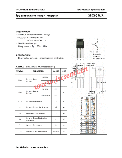 Inchange Semiconductor 2sc6011 a  . Electronic Components Datasheets Active components Transistors Inchange Semiconductor 2sc6011_a.pdf