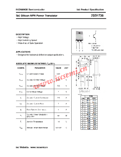 Inchange Semiconductor 2sd1736  . Electronic Components Datasheets Active components Transistors Inchange Semiconductor 2sd1736.pdf
