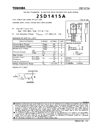 Toshiba 2sd1415  . Electronic Components Datasheets Active components Transistors Toshiba 2sd1415.pdf