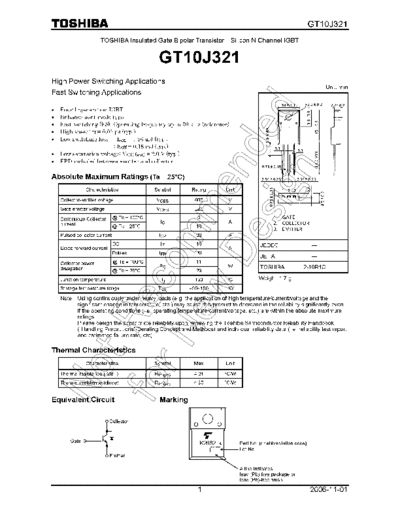 Toshiba gt10j321 en wm 20061101  . Electronic Components Datasheets Active components Transistors Toshiba gt10j321_en_wm_20061101.pdf