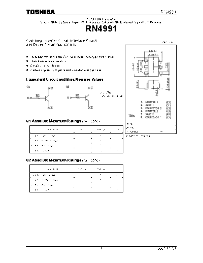 Toshiba rn4991  . Electronic Components Datasheets Active components Transistors Toshiba rn4991.pdf