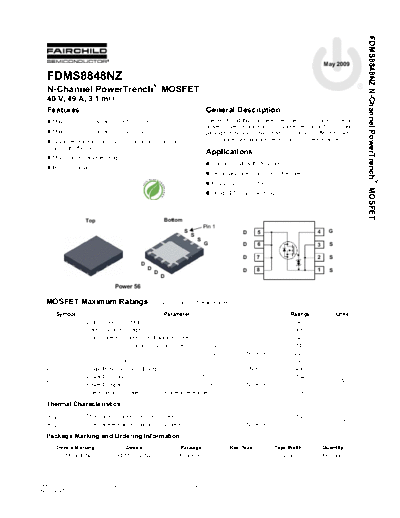Fairchild Semiconductor fdms8848nz  . Electronic Components Datasheets Active components Transistors Fairchild Semiconductor fdms8848nz.pdf