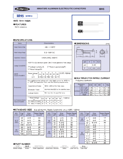 Rubycon e MH5  . Electronic Components Datasheets Passive components capacitors Datasheets Rubycon e_MH5.pdf