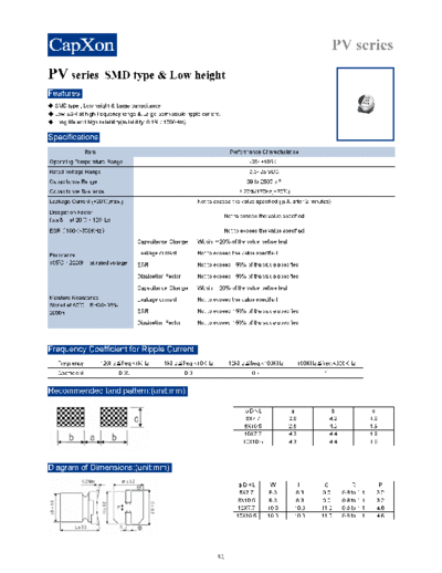 Polymer 2011-PV series  . Electronic Components Datasheets Passive components capacitors Datasheets C Capxon Polymer 2011-PV series.pdf
