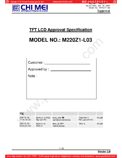 . Various Panel CMO M220Z1-L03 2 [DS]  . Various LCD Panels Panel_CMO_M220Z1-L03_2_[DS].pdf
