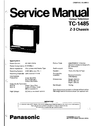 panasonic tc-1485-z3  panasonic TV tc-1485-z3.pdf