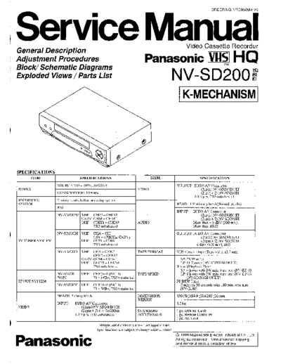 panasonic Panasonic NV-SD200 VCR Full  panasonic Video Panasonic_NV-SD200_VCR_Full.pdf