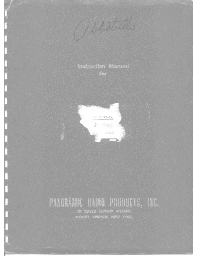 PANORAMIC IP-259 SA-8a, SB-8a Manual and Schematic  . Rare and Ancient Equipment PANORAMIC IP-259 Panoramic IP-259 SA-8a, SB-8a Manual and Schematic.pdf