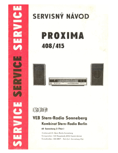 PROXIMA hfe rft proxima 408 415 service cz  . Rare and Ancient Equipment PROXIMA Proxima 408 hfe_rft_proxima_408_415_service_cz.pdf