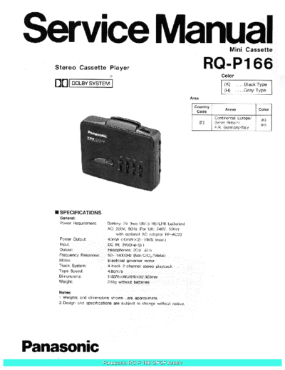 panasonic Panasonic RQP166 sch  panasonic Audio RQ-P166 Panasonic_RQP166_sch.pdf