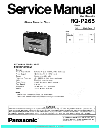 panasonic Panasonic RQP265 sch  panasonic Audio RQ-P265 Panasonic_RQP265_sch.pdf