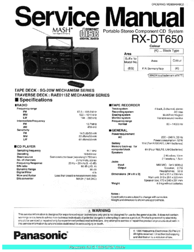 panasonic RXDT650 sch  panasonic Audio RX-DT650 Panasonic_RXDT650_sch.pdf