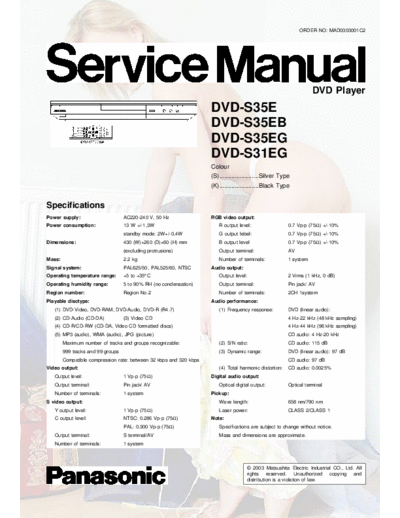 panasonic csm dvd s31 206  panasonic DVD DVD-S35 csm_dvd_s31_206.pdf