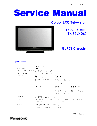 panasonic TX-32LXD80 GLP23  panasonic LCD TX-32LXD80  chassis  GLP23 TX-32LXD80 GLP23.pdf