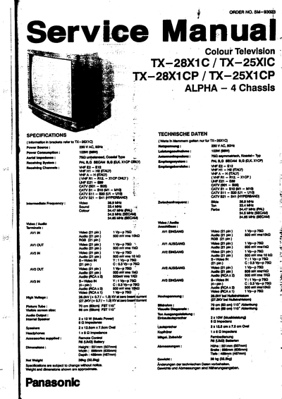 panasonic tc-28x1c, 25x1c  panasonic TV TC-28X1C_25X1C tc-28x1c, 25x1c.djvu