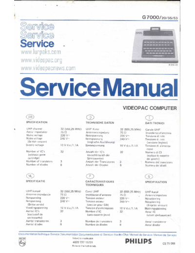 Philips g7000servicemanual  Philips Game Console G7000 g7000servicemanual.pdf