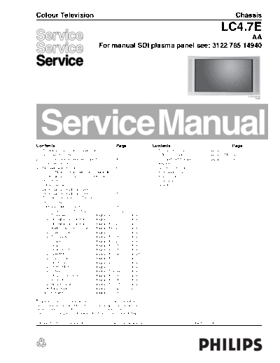 Philips philips tv ch lc4.7e aa service manual  Philips LCD TV  (and TPV schematics) LC4.7E aa philips_tv_ch_lc4.7e_aa_service_manual.pdf