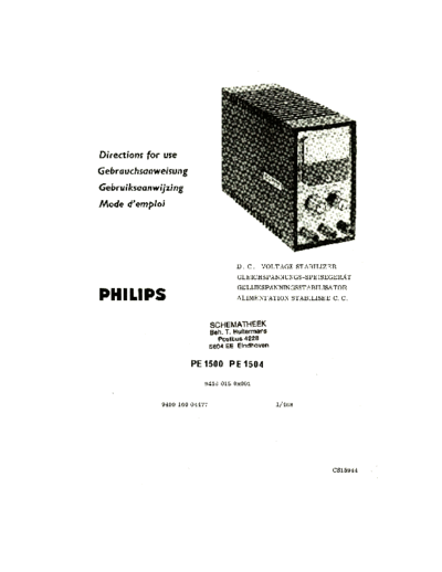 Philips pe1500 0..7,5v 0,7a pe1504 0..15v 0,4a dc voltage stabilizer 9499-160-004477 april 1968 sm  Philips Meetapp PE1500 philips_pe1500_0..7,5v_0,7a_pe1504_0..15v_0,4a_dc_voltage_stabilizer_9499-160-004477_april_1968_sm.pdf
