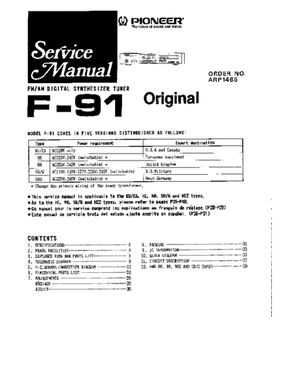 Pioneer hfe pioneer f-91 service  Pioneer Audio F-91 hfe_pioneer_f-91_service.pdf