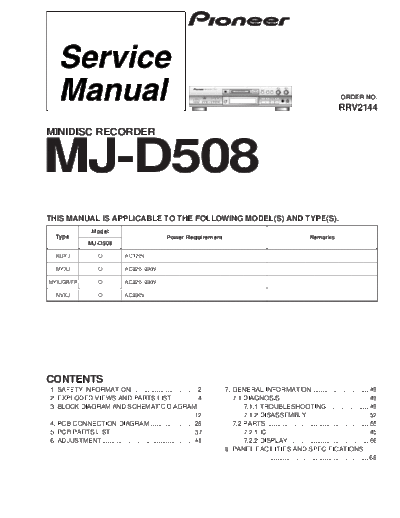 Pioneer hfe pioneer mj-d508 service en  Pioneer Audio MJ-D508 hfe_pioneer_mj-d508_service_en.pdf
