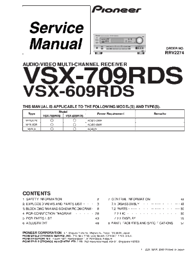 Pioneer hfe   vsx-609rds 709rds service rrv2274 en  Pioneer Audio VSX-609RDS hfe_pioneer_vsx-609rds_709rds_service_rrv2274_en.pdf