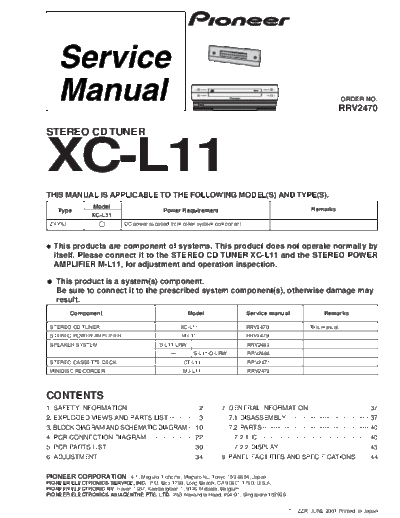 Pioneer hfe   xc-l11 service rrv2470 en  Pioneer Audio XC-L11 hfe_pioneer_xc-l11_service_rrv2470_en.pdf