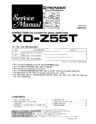 Pioneer hfe   xd-z55t service arp2407 en  Pioneer Audio XD-Z55T hfe_pioneer_xd-z55t_service_arp2407_en.pdf
