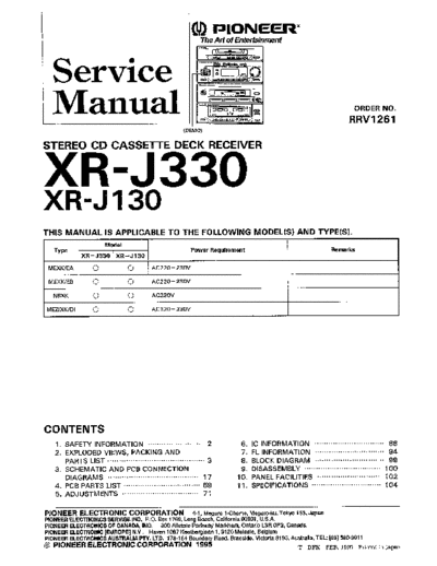 Pioneer Pioneer XRJ-130 service manual  Pioneer Audio XR-J330 Pioneer_XRJ-130_service_manual.pdf