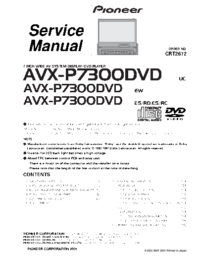 Pioneer avx-p7300dvd 200  Pioneer Car Audio AVX-P7300 avx-p7300dvd_200.pdf