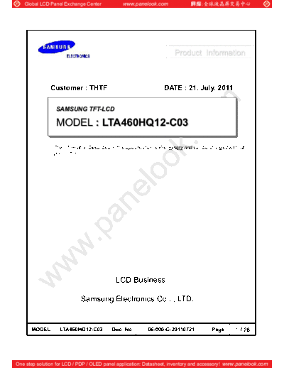 . Various Panel SAMSUNG LTA460HQ12-C03 1 [DS]  . Various LCD Panels Panel_SAMSUNG_LTA460HQ12-C03_1_[DS].pdf