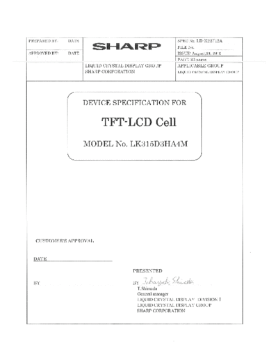 . Various Panel SHARP LK315D3HA4M 0 [DS]  . Various LCD Panels Panel_SHARP_LK315D3HA4M_0_[DS].pdf