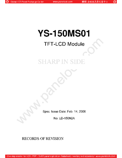 . Various Panel SHARP YS-150MS01 0 [DS]  . Various LCD Panels Panel_SHARP_YS-150MS01_0_[DS].pdf