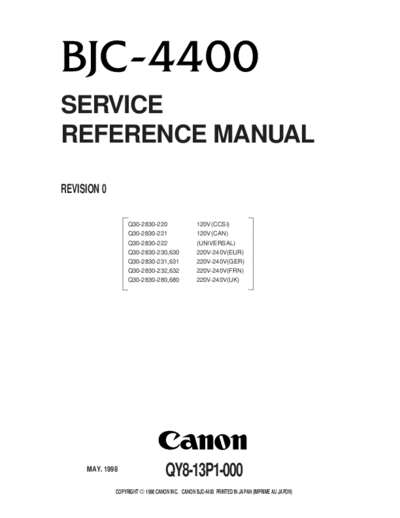 CANON Canon BJC-4400 Service Manual  CANON Printer Canon BJC-4400 Service Manual.pdf