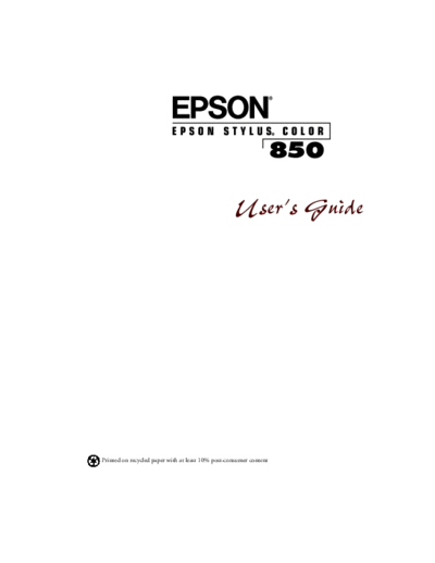 epson Epson Stylus 850 User